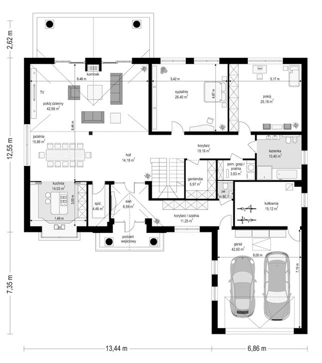 Rzut parteru POW. 259,1 m²