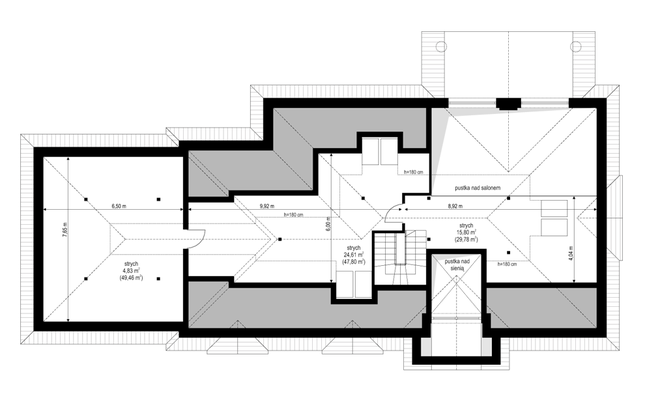 Rzut strychu POW. 0,0 m²