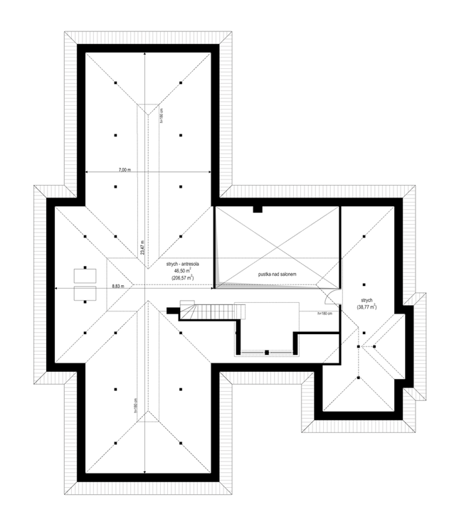 Rzut strychu POW. 0,0 m²