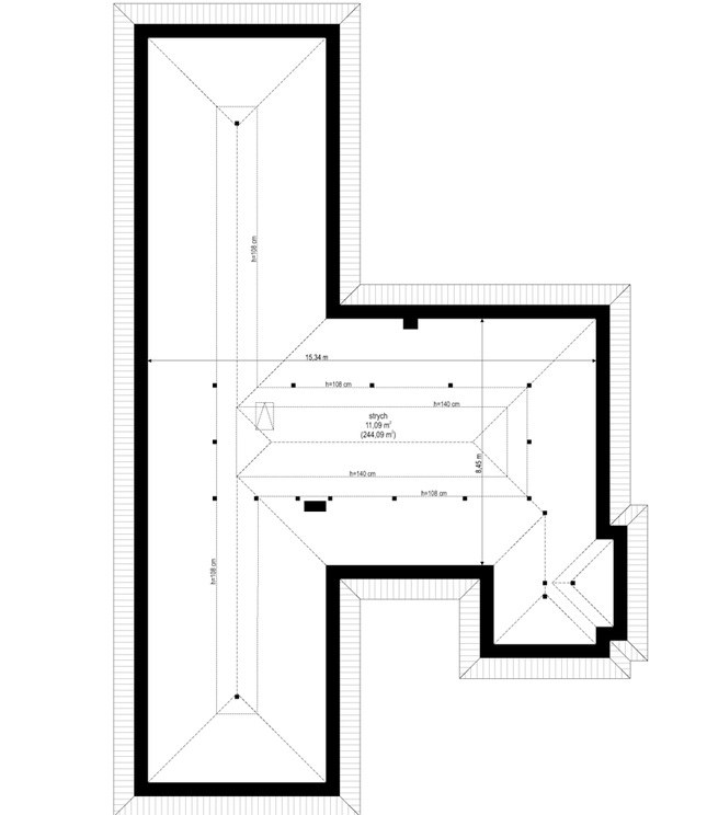 Rzut strychu POW. 0,0 m²