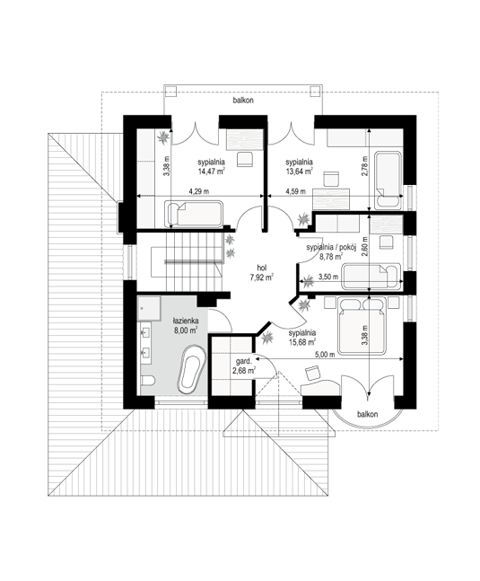 Rzut piętra POW. 71,2 m²