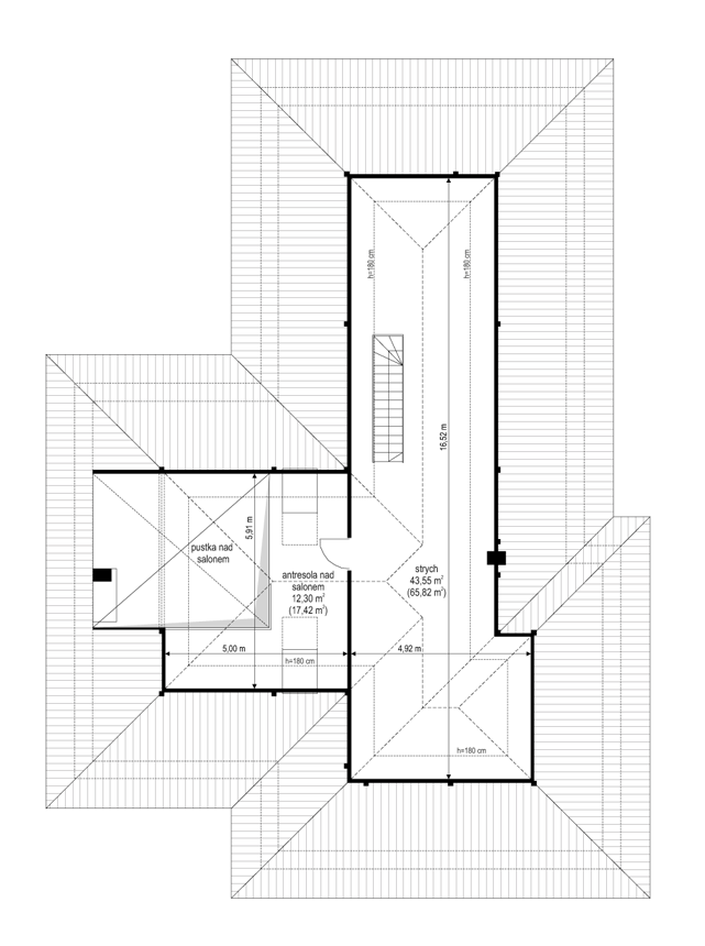 Rzut strychu POW. 0,0 m²