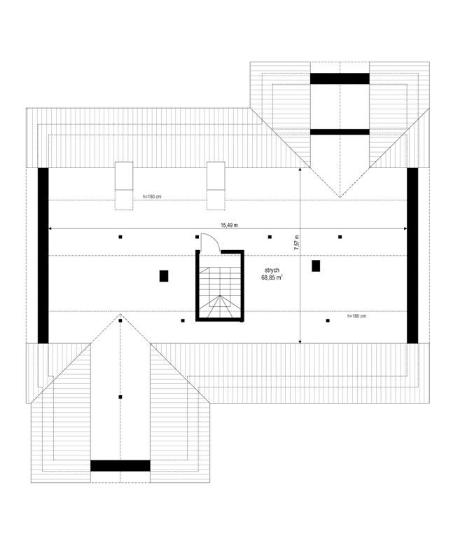 Rzut strychu: Do indywidualnej adaptacji POW. 0,0 m²