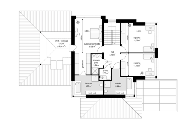 Rzut piętra POW. 108,2 m²