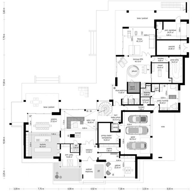 Rzut parteru POW. 530,0 m²
