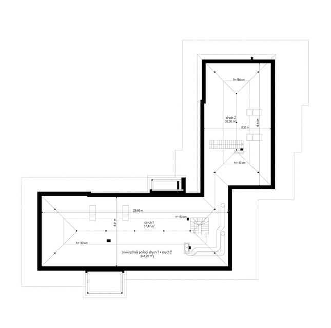 Rzut strychu POW. 0,0 m²