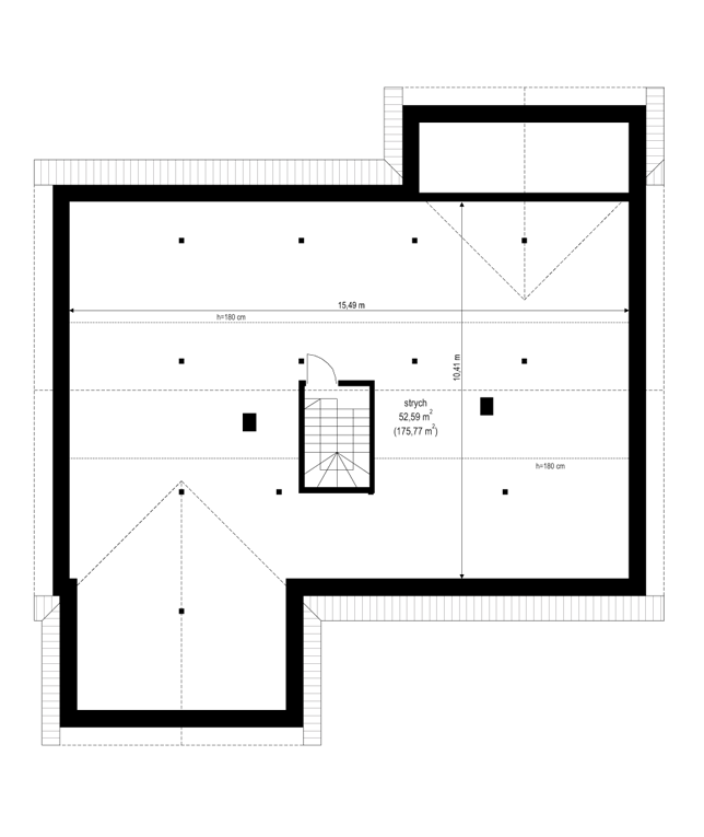 Rzut strychu POW. 0,0 m²
