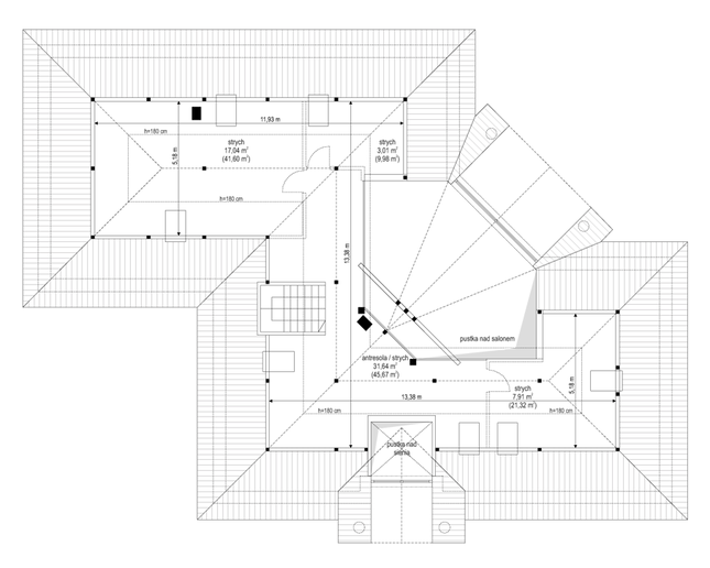 Rzut strychu POW. 0,0 m²