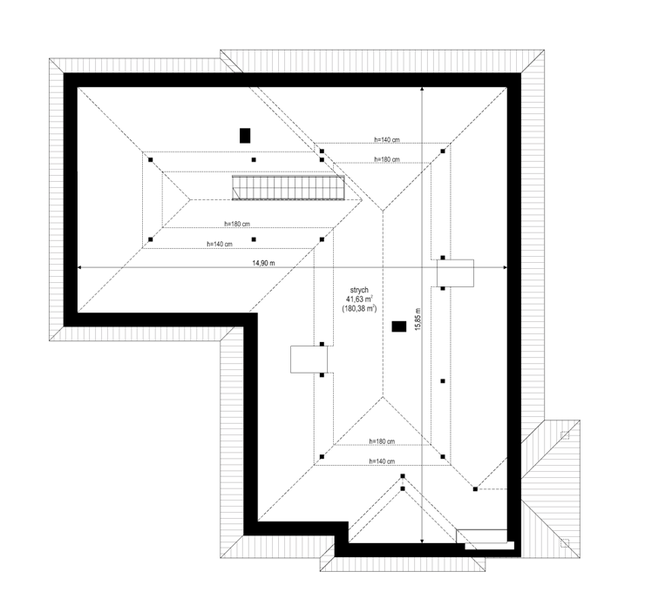 Rzut strychu POW. 0,0 m²