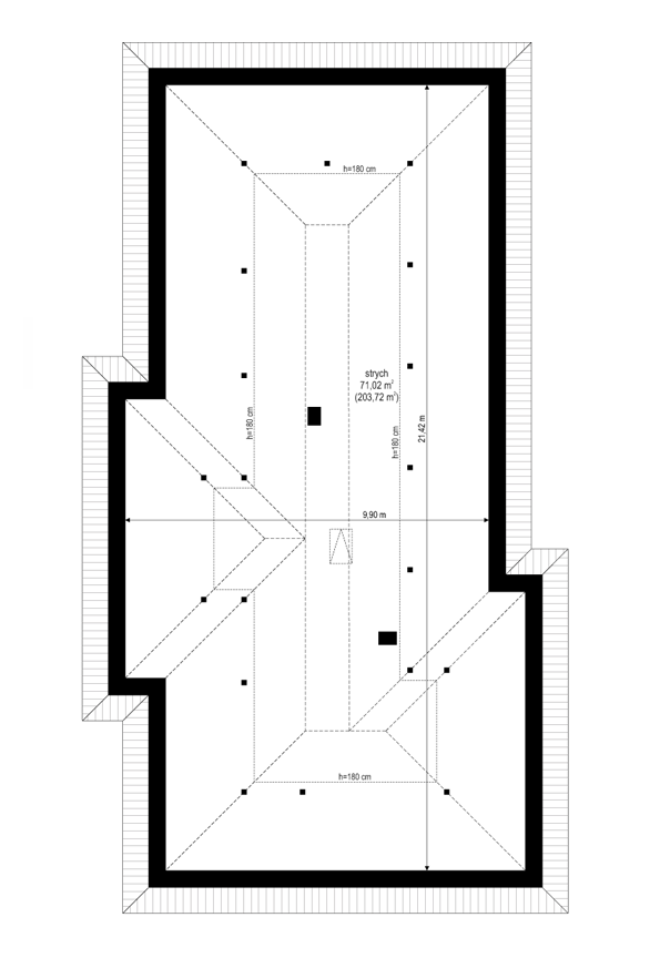 Rzut strychu POW. 0,0 m²
