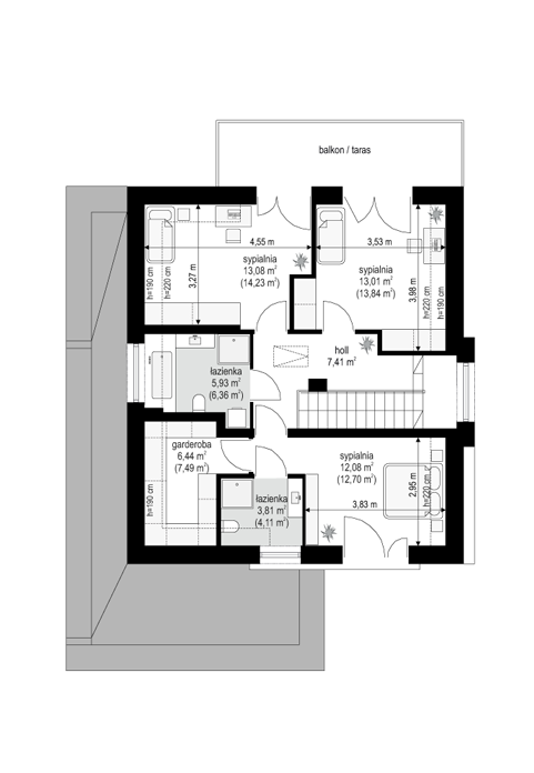 Rzut poddasza POW. 66,1 m²