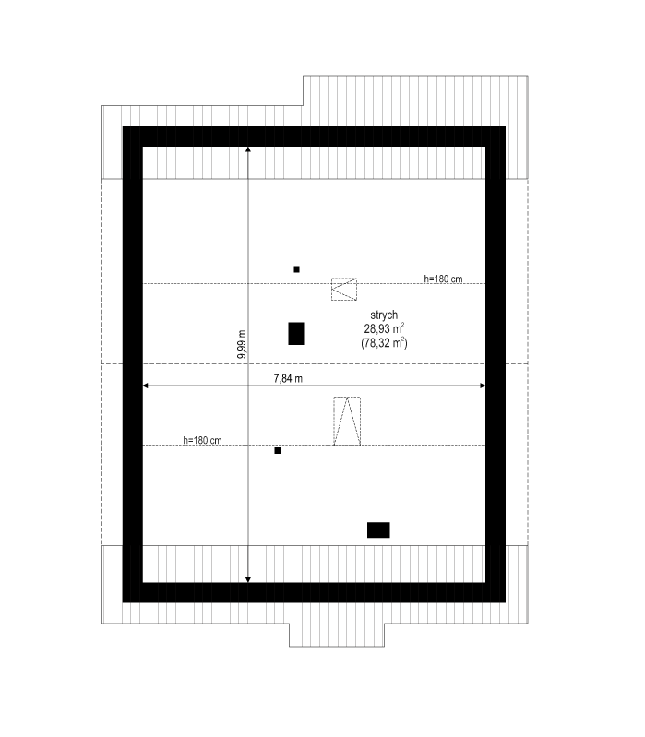 Rzut strychu POW. 0,0 m²