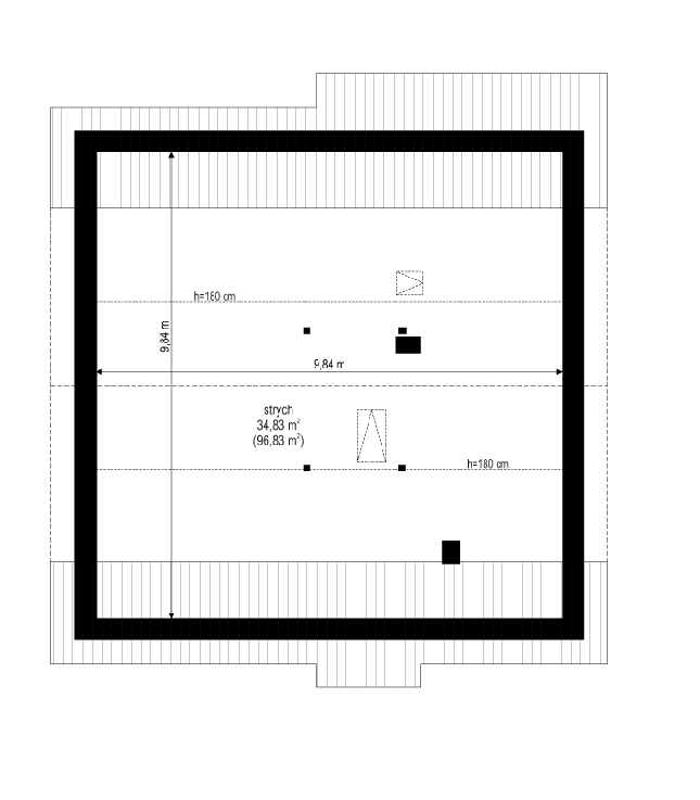 Rzut strychu POW. 0,0 m²