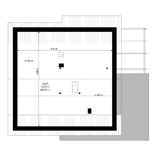 Rzut strychu POW. 0,0 m²