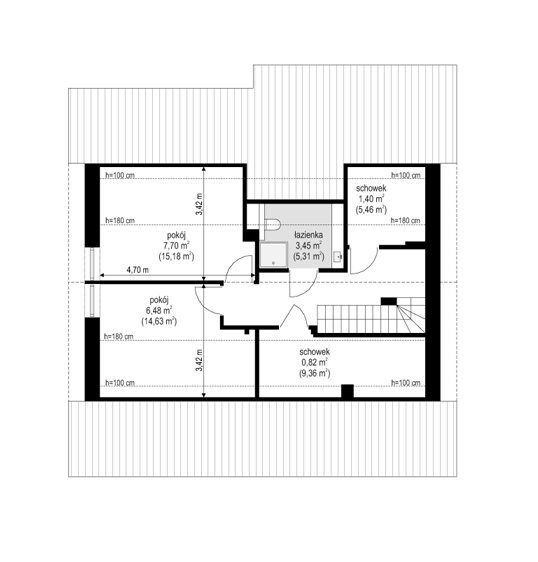 Rzut poddasza POW. 49,9 m²