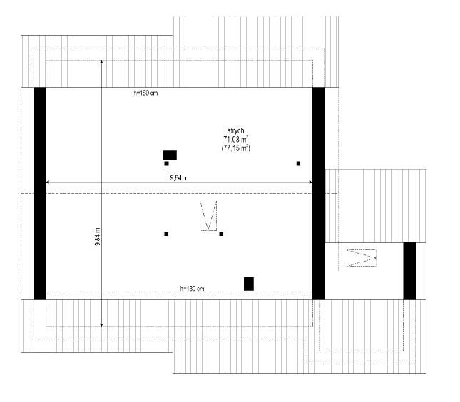 Rzut strychu POW. 0,0 m²