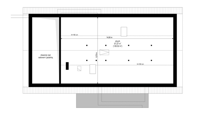 Rzut strychu POW. 0,0 m²