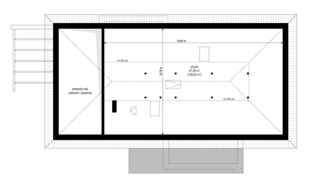 Rzut strychu POW. 0,0 m²