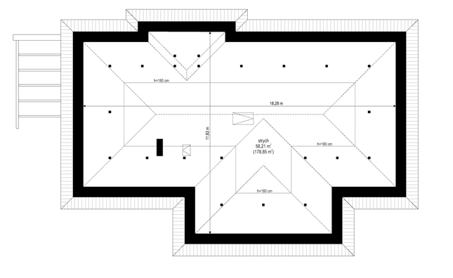 Rzut strychu POW. 0,0 m²