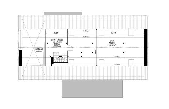 Rzut strychu POW. 0,0 m²