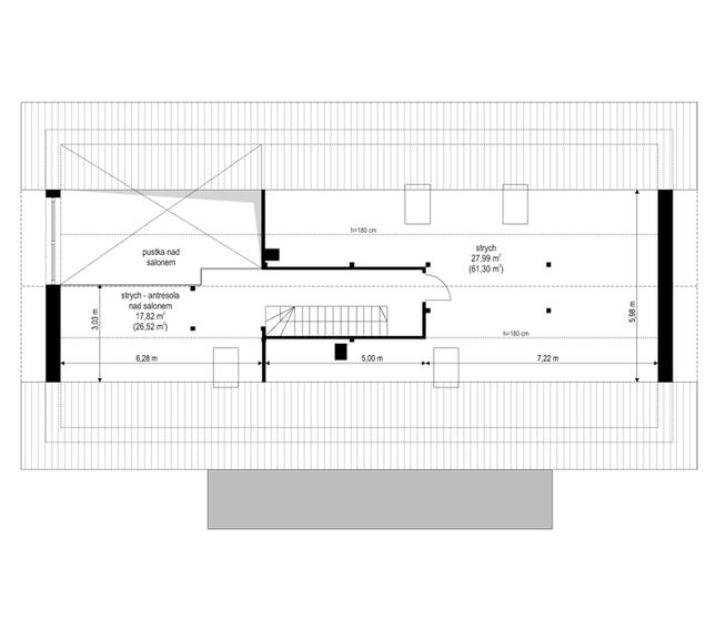 Rzut strychu POW. 0,0 m²