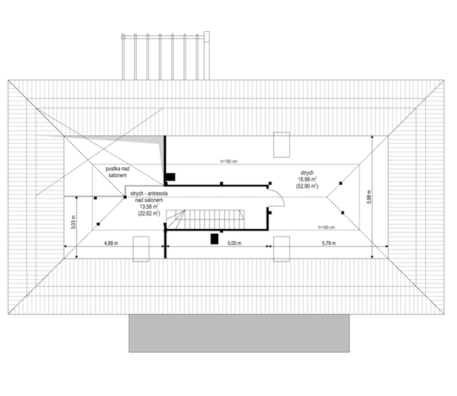 Rzut strychu POW. 0,0 m²