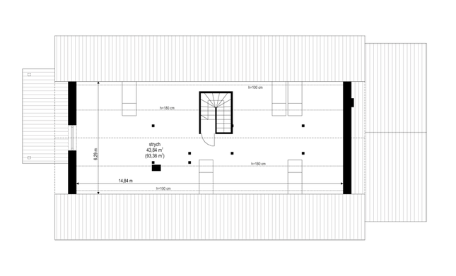 Rzut strychu POW. 0,0 m²
