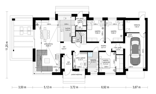 Rzut parteru POW. 149,0 m²