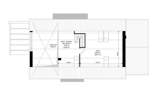 Rzut strychu POW. 0,0 m²