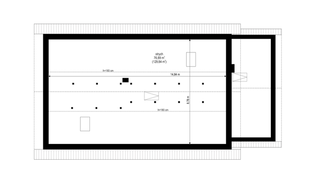 Rzut strychu POW. 0,0 m²