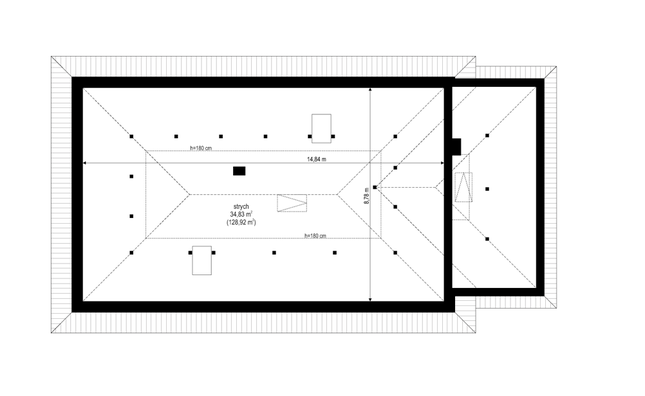 Rzut strychu POW. 0,0 m²