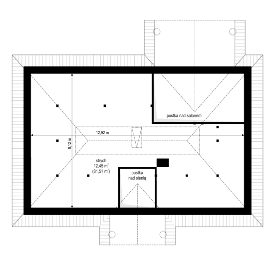 Rzut strychu POW. 0,0 m²