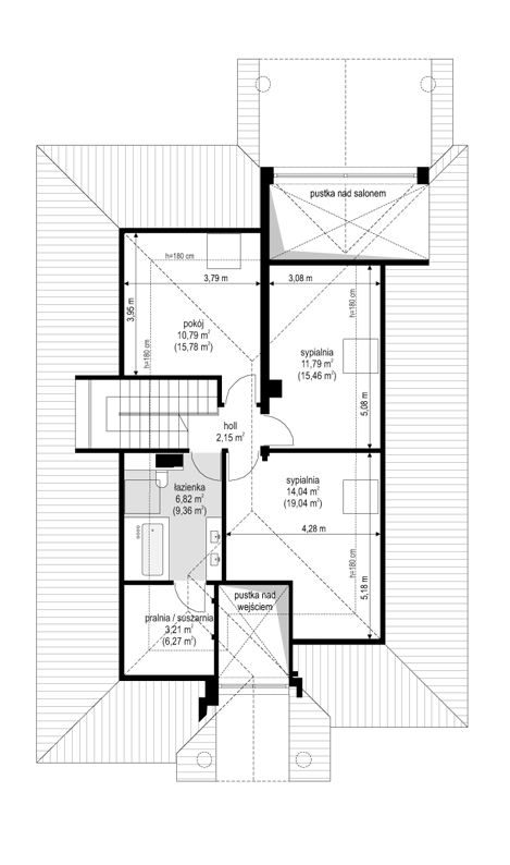 Rzut poddasza POW. 68,1 m²