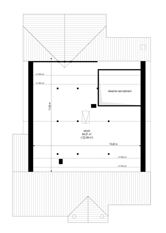 Rzut strychu POW. 0,0 m²
