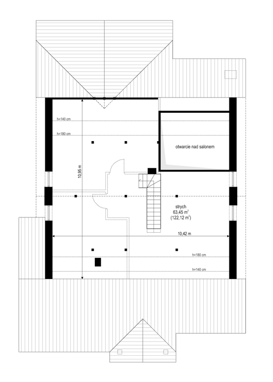Rzut strychu POW. 0,0 m²