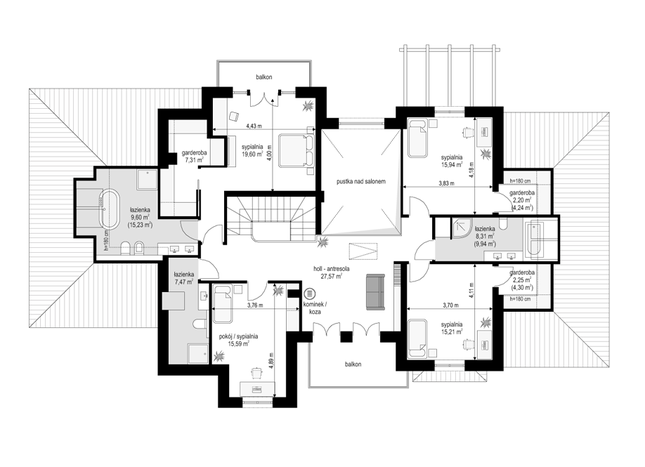 Rzut poddasza POW. 142,4 m²