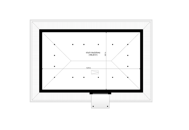Rzut strychu: Do indywidualnej adaptacji POW. 0,0 m²
