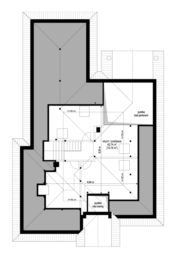Rzut poddasza: Do indywidualnej adaptacji POW. 0,0 m²