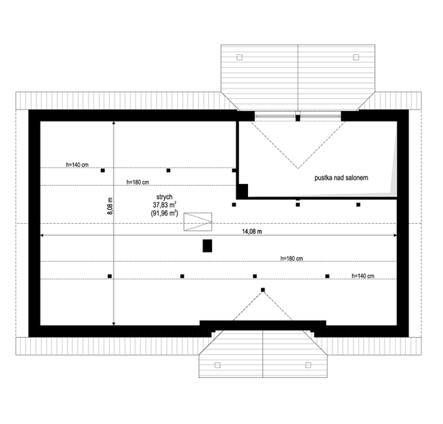 Rzut strychu POW. 0,0 m²