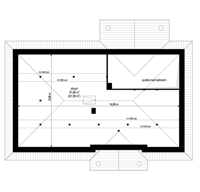Rzut strychu POW. 0,0 m²