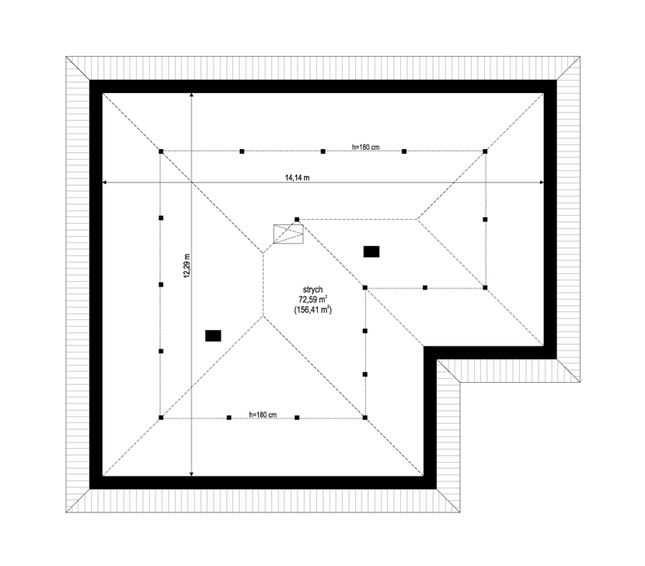 Rzut strychu POW. 0,0 m²