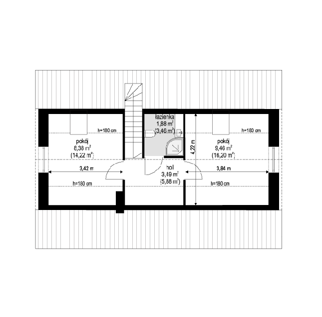 Rzut poddasza POW. 39,8 m²
