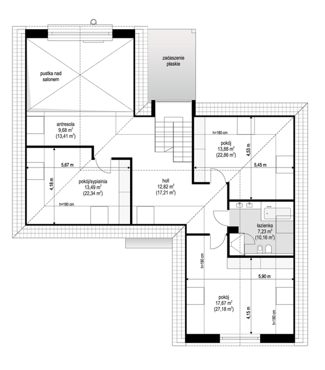 Rzut poddasza POW. 113,2 m²