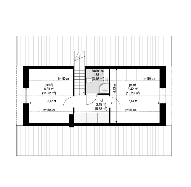 Rzut poddasza POW. 39,8 m²