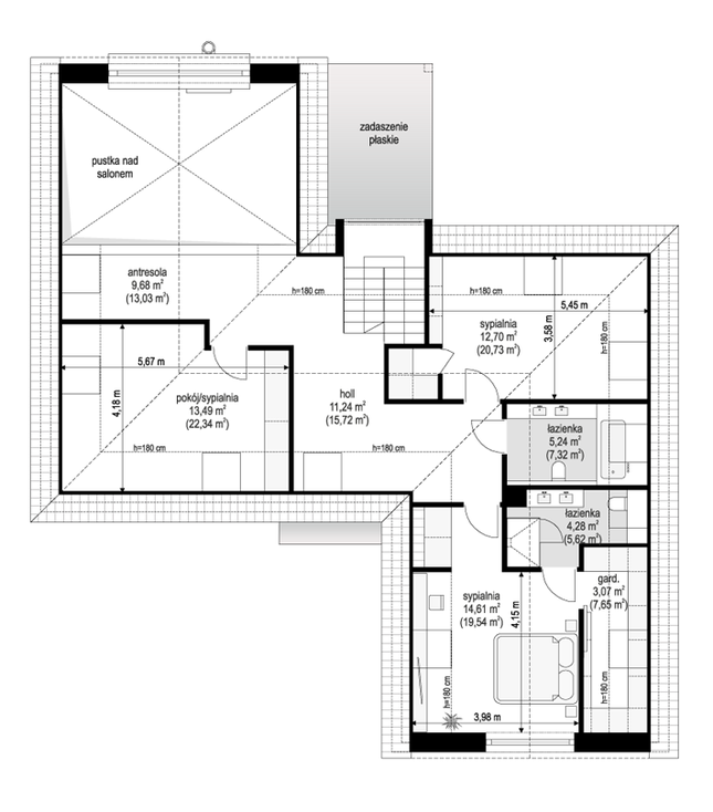 Rzut poddasza POW. 112,0 m²
