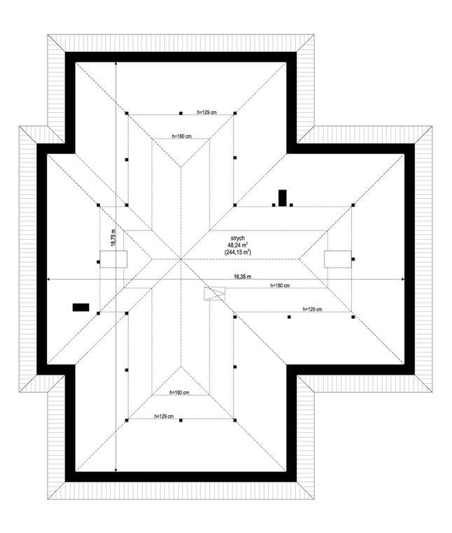 Rzut strychu POW. 0,0 m²