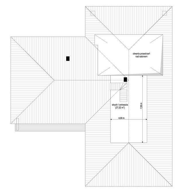 Rzut strychu POW. 0,0 m²