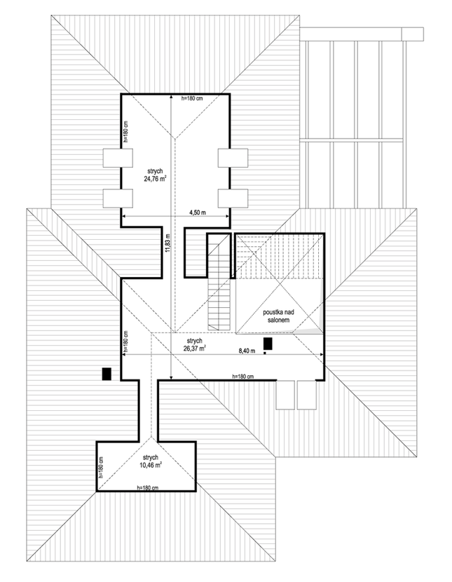 Rzut poddasza POW. 61,6 m²