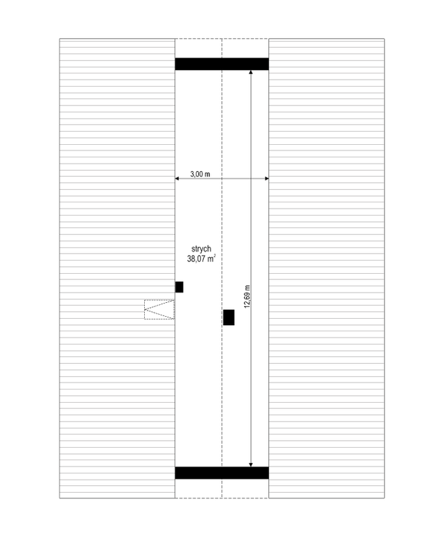 Rzut strychu POW. 38,1 m²