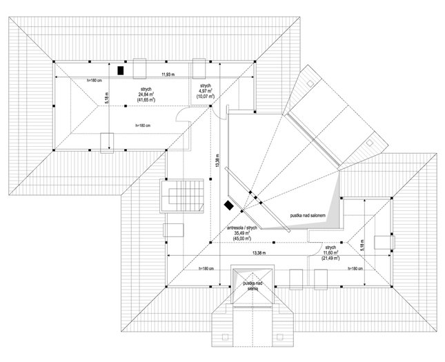 Rzut poddasza: do indywidualnej adaptacji POW. 118,0 m²
